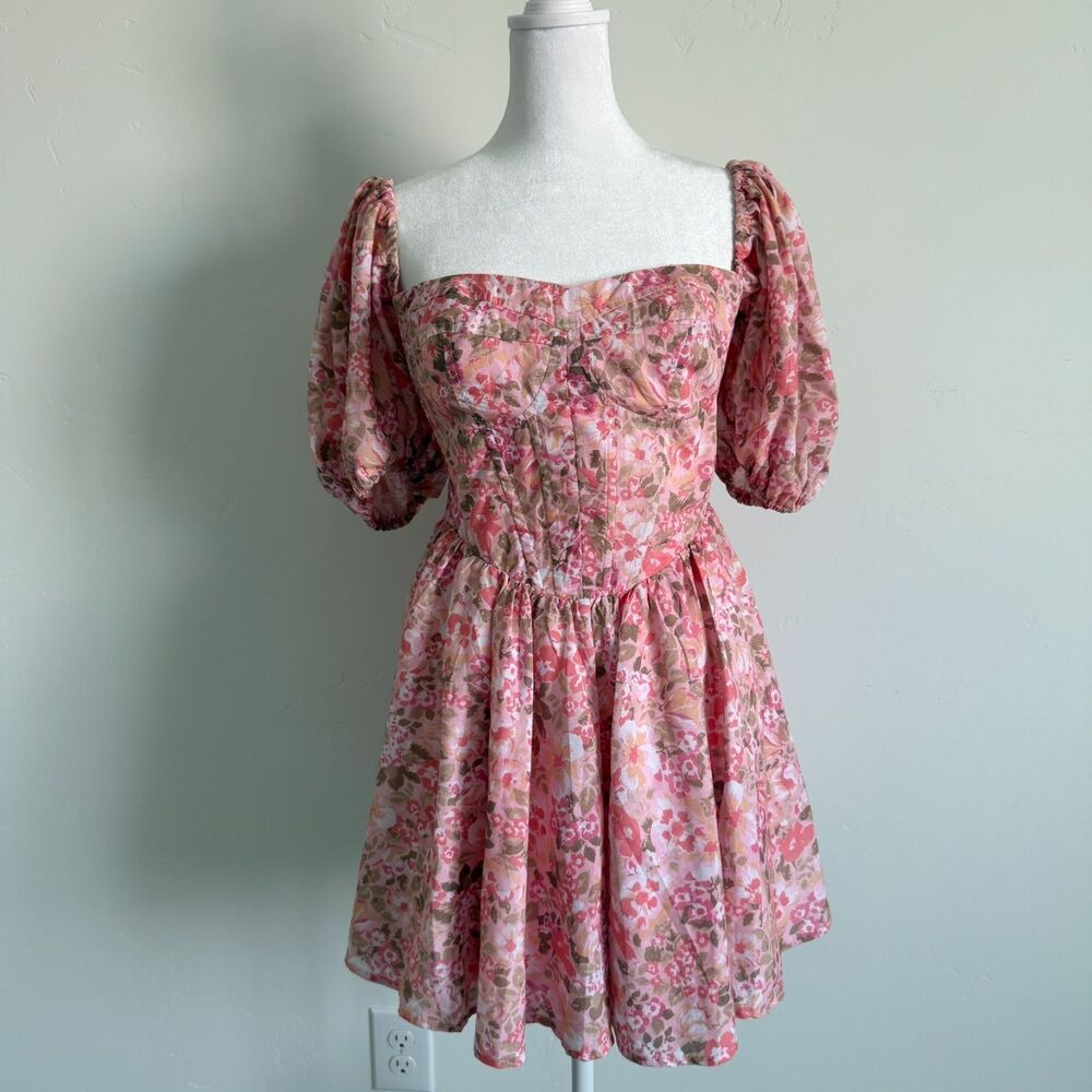 Showpo Phorchia Mini Dress Fit and Flare Puff Sleeve Corset Romantic Size 6 - Picture 6 of 13